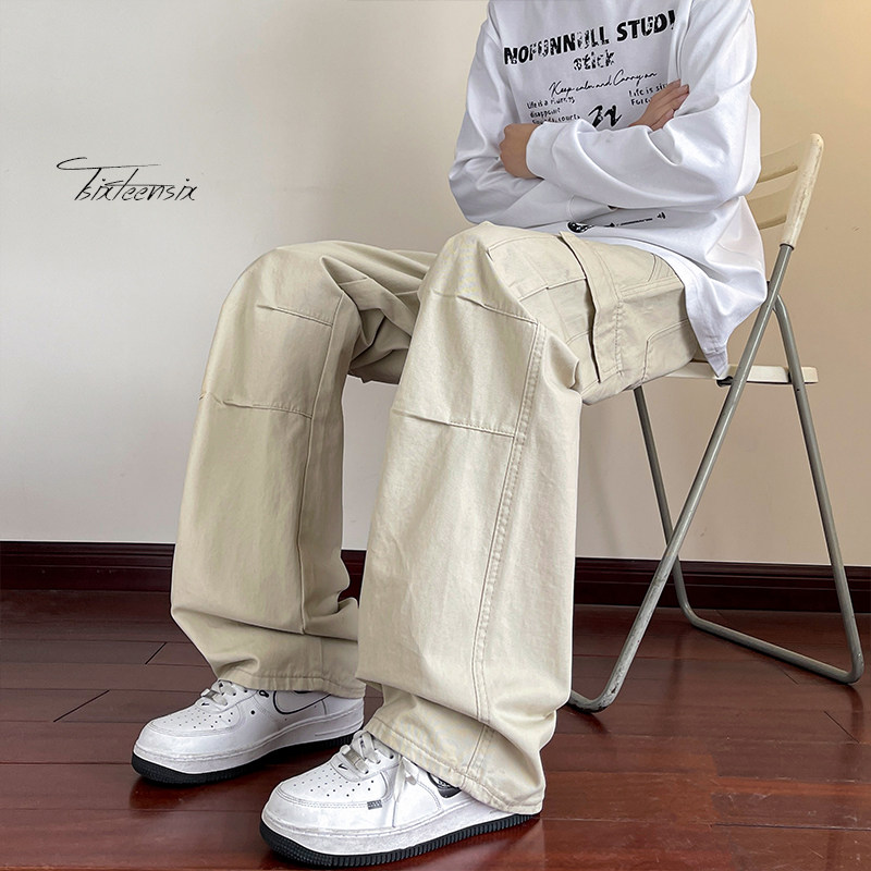 美式复古直筒休闲工装裤男水洗高街长裤子A166-NC5819-特P45控85，男装工装外套，电商A166