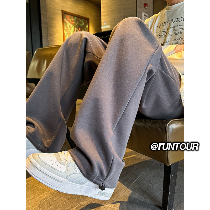 复古潮牌纯色直筒垂感运动卫裤男休闲长裤A166-YK002-特P35控58,男装休闲裤,电商A166