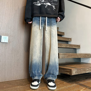 渐变牛仔裤男秋季设计感vibe风潮牌宽松直筒裤A166-N545-P50控85图片