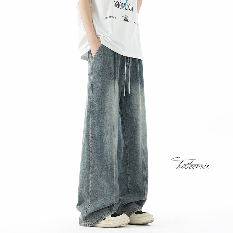 美式复古牛仔裤男春季高街裤子宽松直筒长裤A166-K274-特P35控68,男装牛仔裤,电商A166