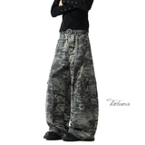 美式复古迷彩弯刀牛仔裤男宽松阔腿工装裤A166-NA5814-特P70控118，男装牛仔裤，电商A166