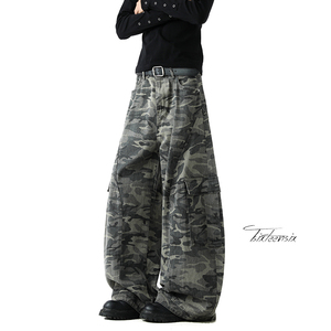 美式迷彩弯刀牛仔裤男高街休闲宽松工装裤A166-NA5814-特P70控118，男装牛仔裤，电商A166