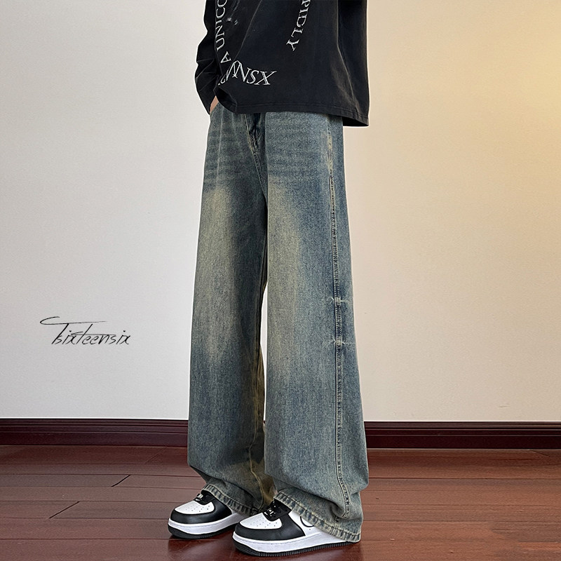 cleanfit牛仔裤男美式高街宽松直筒阔腿裤子A166-NA5J01-P45控69，男装牛仔裤，电商A166