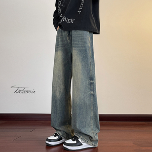 cleanfit牛仔裤男美式高街宽松直筒阔腿裤子A166-NA5J01-P45控69，男装牛仔裤，电商A166