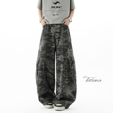春季美式迷彩弯刀牛仔裤男宽松阔腿工装裤A166-NA5814-特P70控118，男装牛仔裤，电商A166