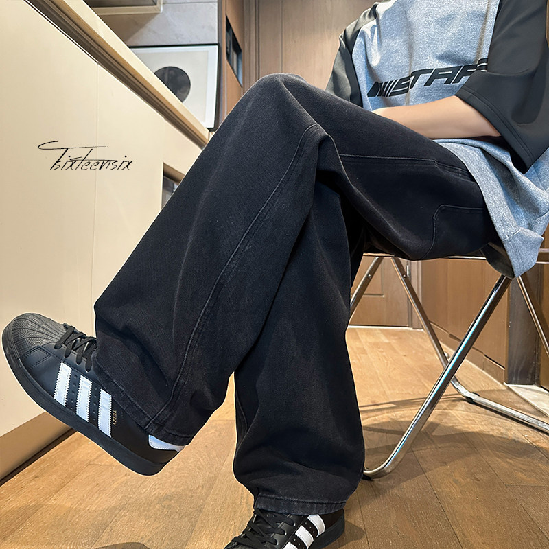 美式牛仔裤男夏季潮牌宽松直筒裤阔腿裤子A166-NA5508-特P35控59,男装牛仔裤,电商A166
