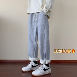 冬季加绒运动裤男宽松休闲加厚束脚卫裤A166-YK029-P50加绒60控68图片