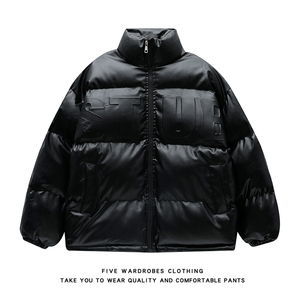 冬季PU棉衣男加厚立领字母钢印美式潮保暖棉服A166-MF2257-特P70，男装棉衣，电商A166