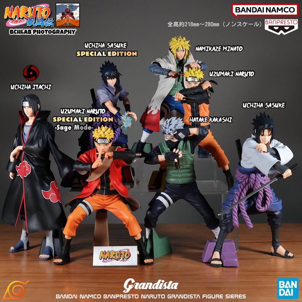 Bandai Naruto Shippuden Grandista Naruto Sasuke Itachi Figure Collection Model Ornament Gift