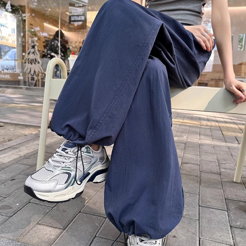 美式工裝褲女夏季薄款空氣感直筒闊腿寬松速干束腳休閑運(yùn)動(dòng)登山褲