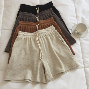 休闲外穿纯棉五分裤 宽松直筒阔腿显瘦a字学生大码 女夏季 运动短裤