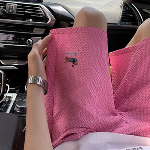 泡泡纱刺绣五分裤 多巴胺短裤 速干外穿跑步学生冰丝中裤 新款 女夏季