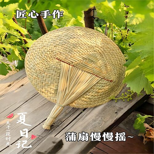 纯手工编织蒲草粽叶扇夏季宝宝老人纳凉手摇扇中国风工艺蒲扇