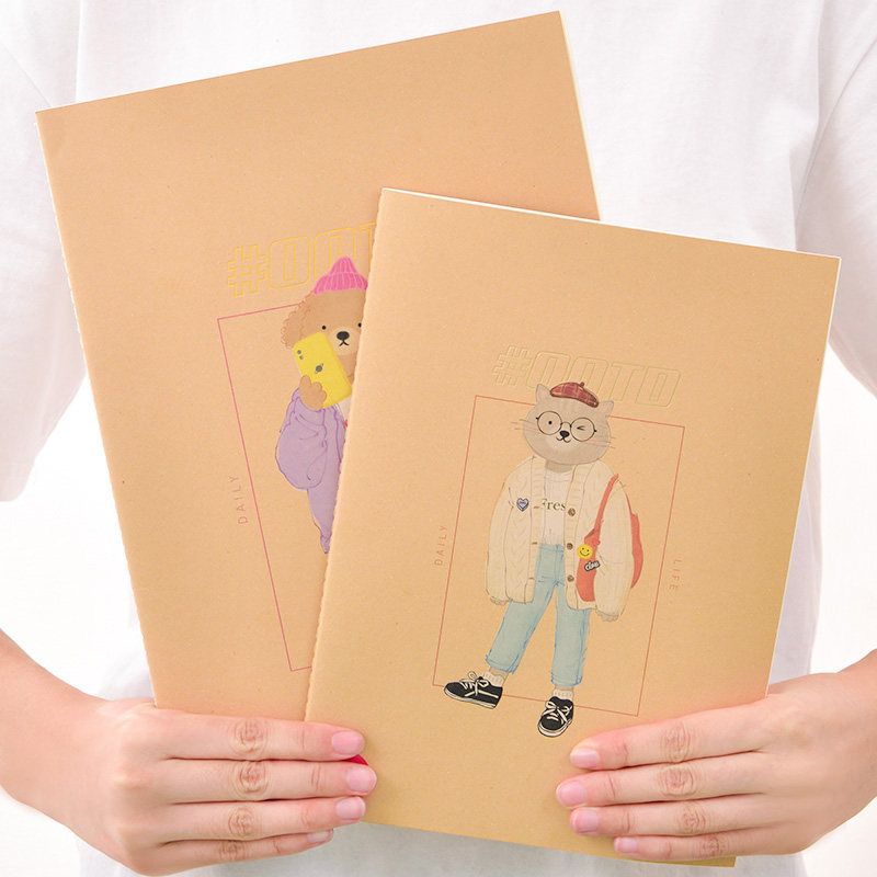 本文具牛皮纸本子简约可爱男女生图案初高中大学生记笔记软面抄卡通