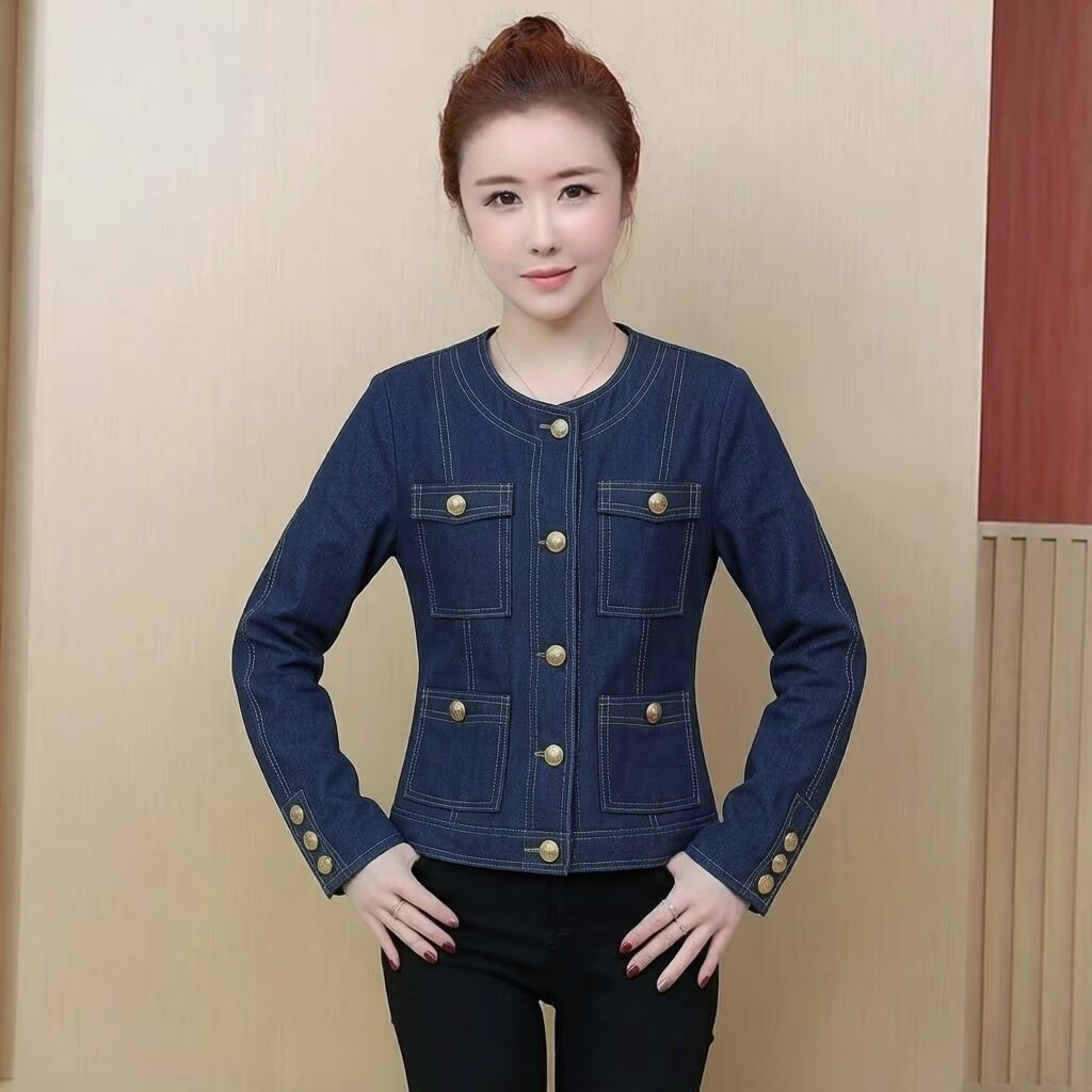 2026春秋新品女装小香风牛仔修身胖MM宽松显瘦上衣服牛仔衣短外套