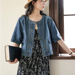 洗水牛仔短外套女2026夏装年小披肩短袖春夏外搭开衫薄款上衣衬衫