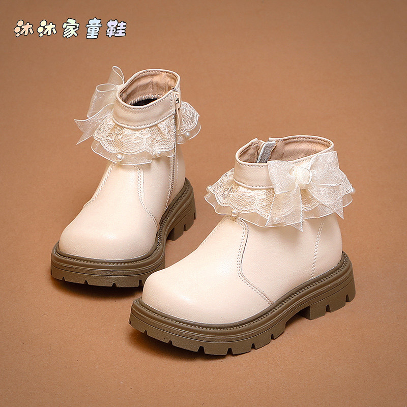 女童鞋子儿童马丁靴2025新款冬季皮靴女孩公主靴二棉加绒短靴软底