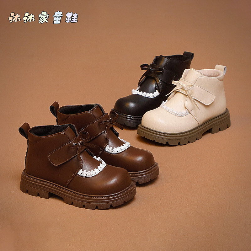 女童加绒皮靴保暖二棉软底单靴