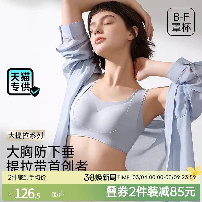润微提拉女王内衣女大胸显小无痕大码调整型聚拢收副乳防下垂文胸