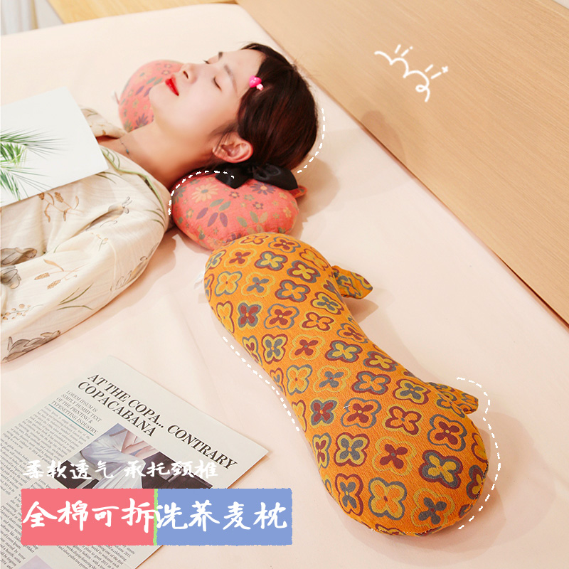 全棉A类全荞麦壳枕头单人助睡眠硬枕加高颈椎专用枕芯家用护颈枕