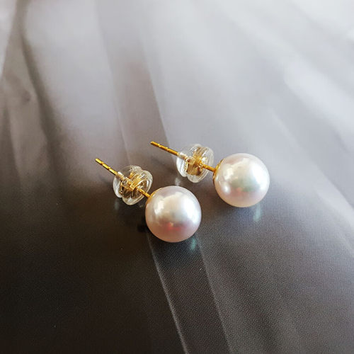 名古宝18k白金镶天然akoya海水珍珠手链白色搭项链耳环耳钉戒指