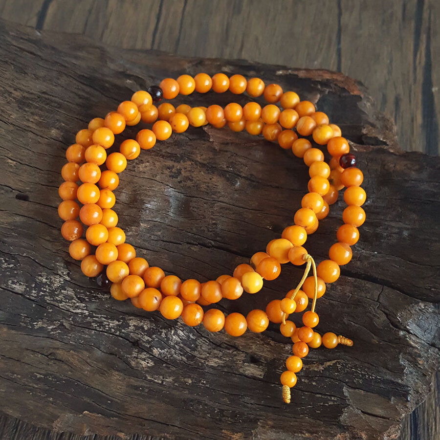 名古宝蜜蜡手串多圈项链天然无杂裂鸡油黄棕红老蜜蜡绿松南红送礼