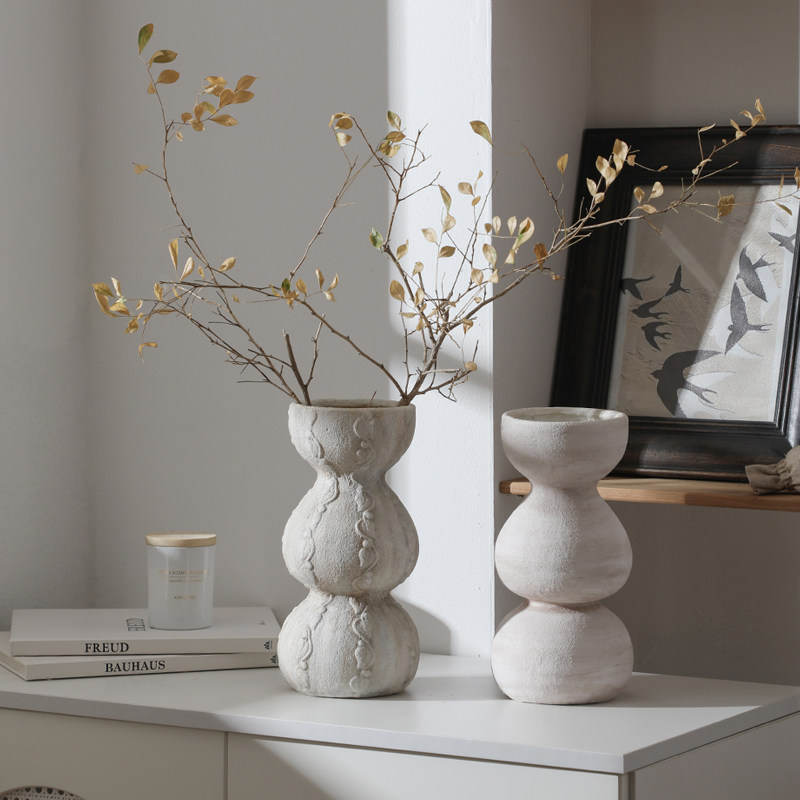 外贸单侘寂风陶瓷花瓶仿真花民宿客厅玄关装饰品复古陶土手工花束,家居饰品,花瓶,淘宝优惠券,粉丝福利购,淘宝优惠卷