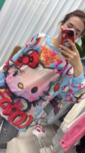 阿静家重工大码女装新款宽松显瘦重工烫钻短袖T恤百搭KT罩衫洋气