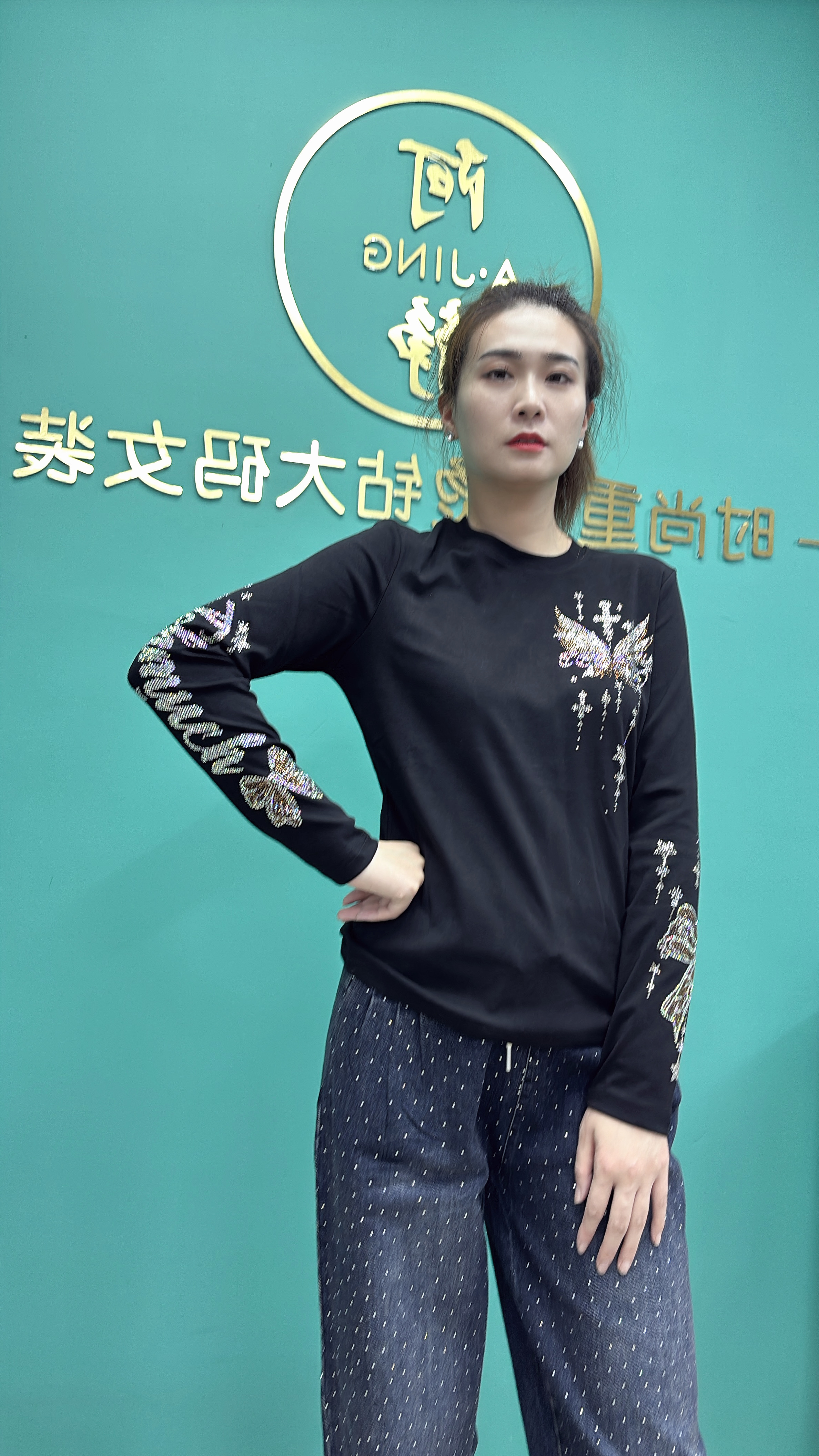 阿静家重工大码女装2025秋季新款胖m显瘦遮肚长袖T恤女打底衫上衣