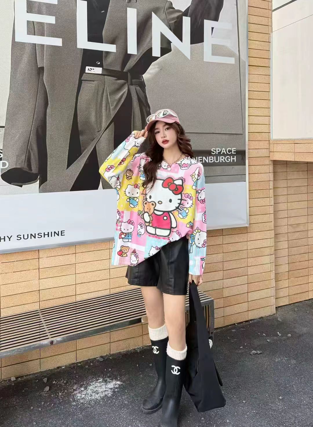 阿静家时尚重工大码女装2025新款KT猫图重工大版宽松卡通图案毛衣