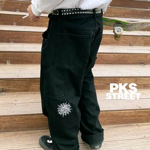 PKS街舞复古街头大宽松牛仔裤