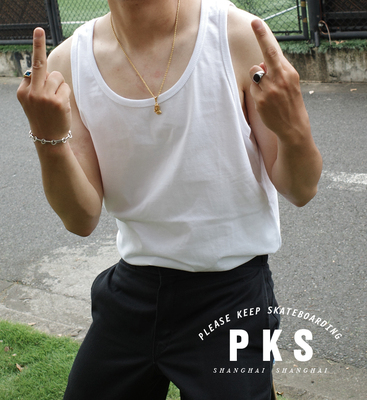 PKS街头宽松黑白四季运动背心