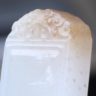 新疆和田玉糖玉平安牌糖白玉山水无事牌 天然糖色原皮籽料吊坠