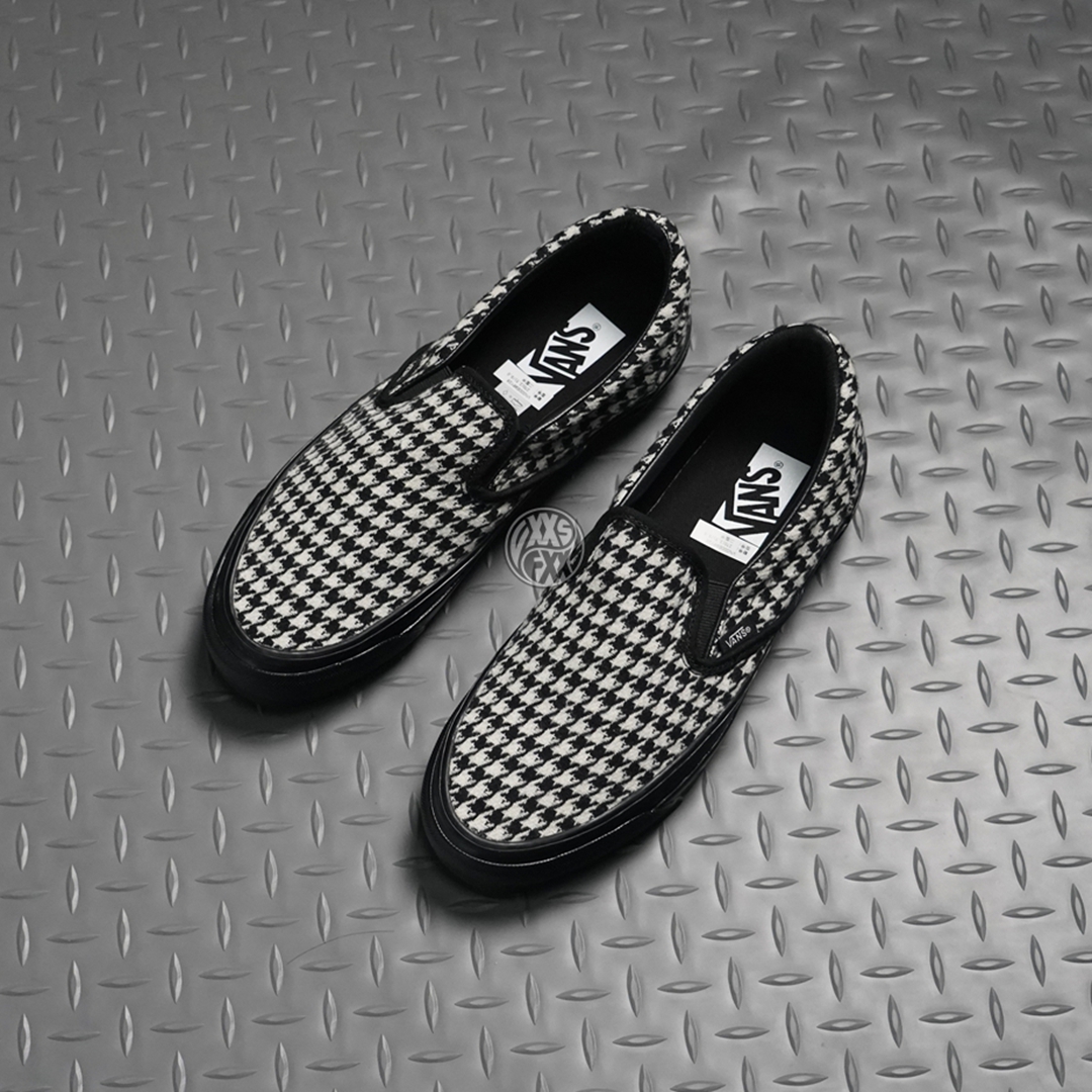 VANS Premium Slip-On优雅英伦风编织千鸟格一脚蹬低帮休闲板鞋