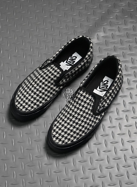 VANS Premium Slip-On优雅英伦风编织千鸟格一脚蹬低帮休闲板鞋