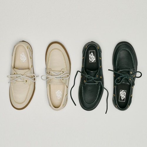 Vans 2-Eyelet Boat高级感皮革简约复古老钱风通勤休闲鞋船鞋板鞋