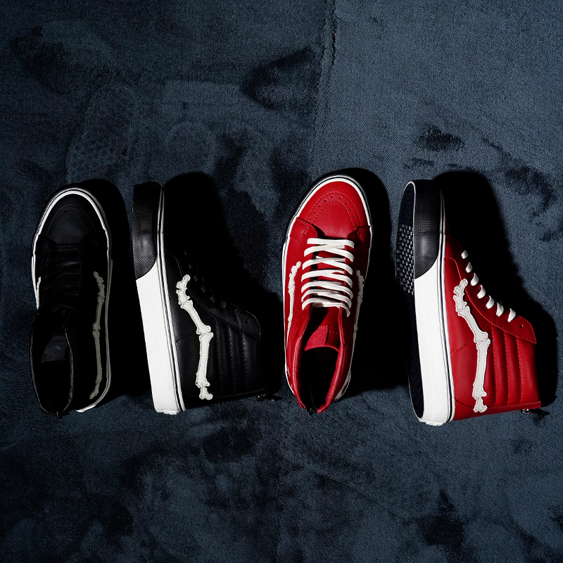 万斯联名骨头男鞋高帮鞋皮革板鞋
