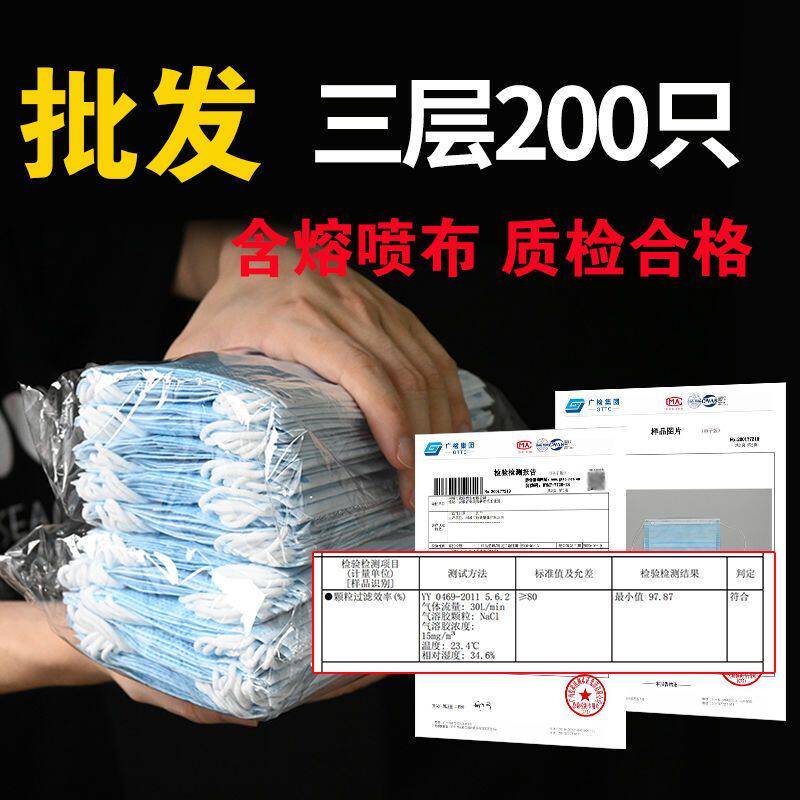 润欣现货一次性口罩专卖三层防护防尘透气男女成人口罩