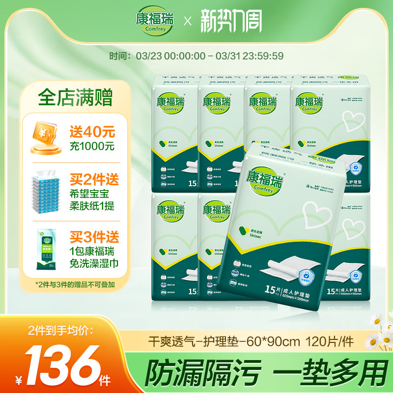 康福瑞成人护理垫60x90老人用120片一次性隔尿垫床垫尿不湿纸尿垫