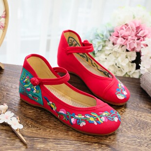 广场舞女鞋畲族苗族绣花鞋老北京布鞋女少数民族舞蹈鞋复古风鞋子
