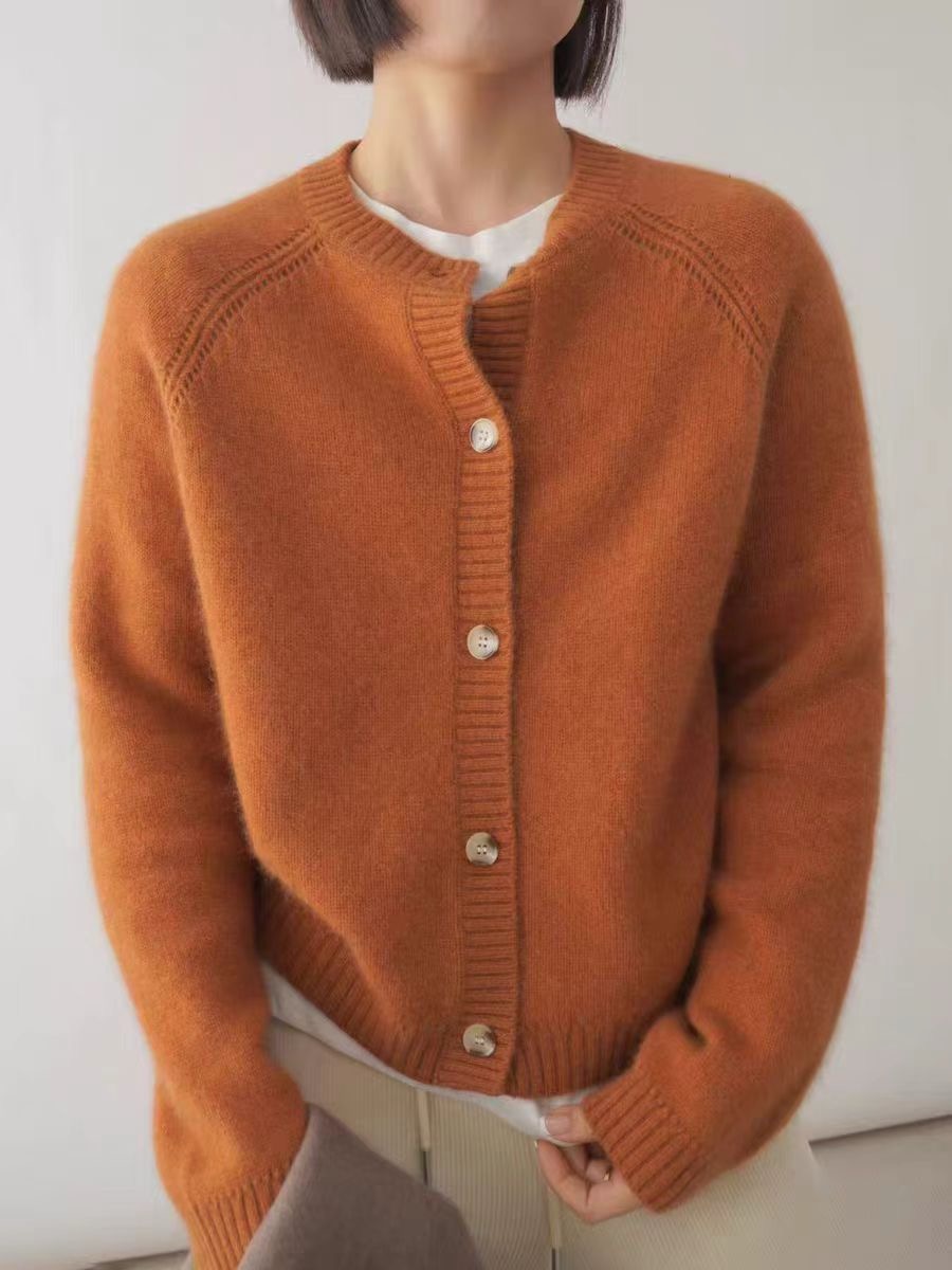 新款羊绒开衫女针织外套100纯羊毛加厚毛衣韩版杏色大象灰羊绒衫