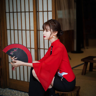 黑红仙鹤复古风长袖旗袍 修身显瘦气质款连衣裙2026新款旗袍