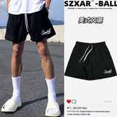 男速干跑步健身训练球裤 男三分四分不过膝开叉运动篮球裤 短裤 美式