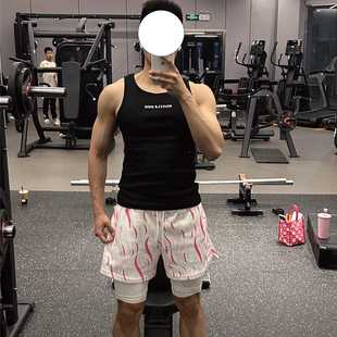 假两件篮球球美式夏季速干运动短裤男女同款柳叶刀训练三四分球裤
