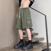 薄款 子男夏季 五分裤 透气直筒休闲裤 日系工装 男生外穿运动中裤 短裤