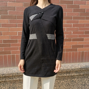 L@UR*L 羊毛羊绒修身时髦连衣裙 清仓 黑色