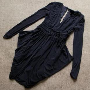 B*v领 立体垂坠设计性感修身连衣裙 lark side drape dress