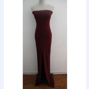 LON 高端设计师款 简约优雅 裙 性感开衩抹胸半长裙洋装