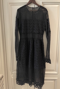 SC**  半透通身蕾丝  复古黑色连衣裙