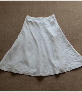 L rl 苎麻好质感 白色 半长裙 同色内衬